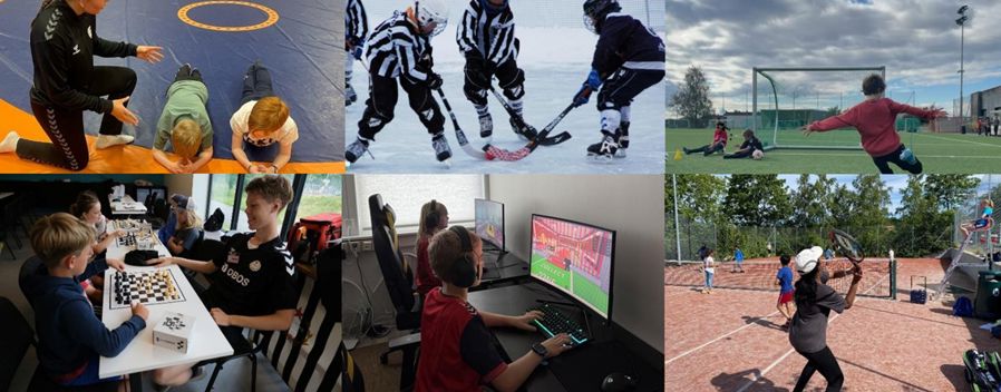 En collage av folk som spiller et spill